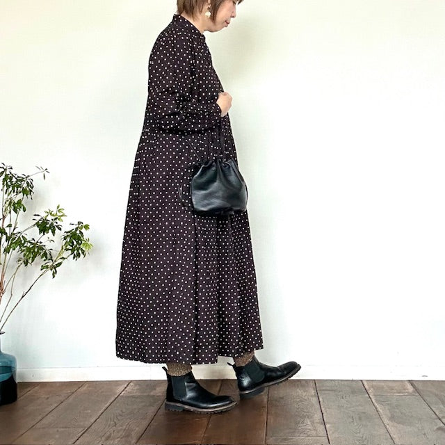 SOILソイル DOT PRINT BANDED COLLAR DRESS (ワンピース)NSL25537