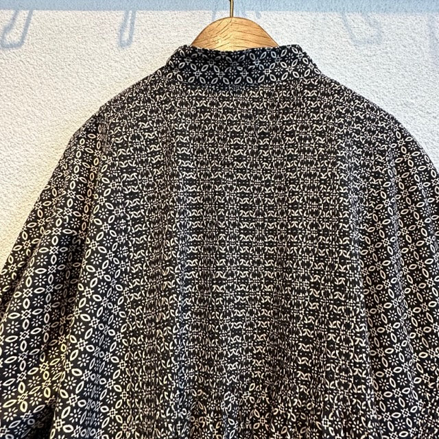 maison de soil 60'S COTTON REPETITIONAL FLOWER BLOCK PRINT MINI PINTUCK BANDED COLLAR SHIRT DRESS(ワンピース) INMDS23732