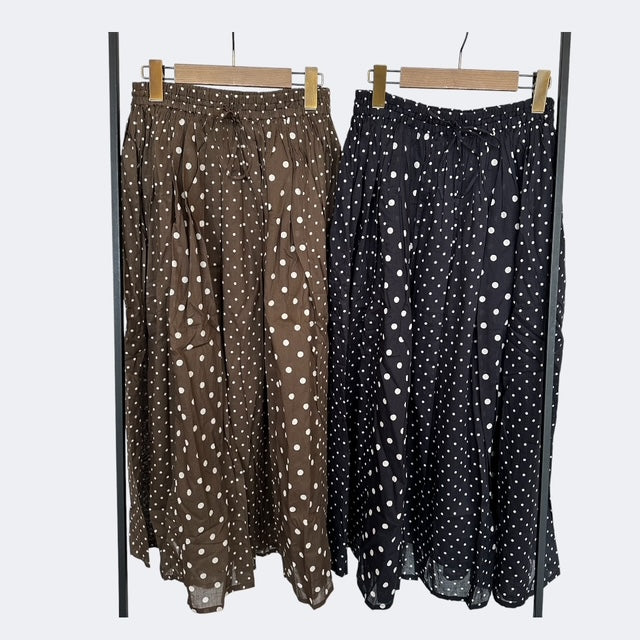 SOIL 80s COTTON VOILE DOT PRINT PATCHWORK GATHERED SKIRT NSL26057