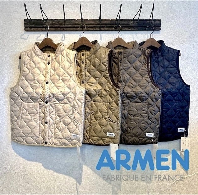ARMEN アーメン　POLY×POLY HEAT QUILT STAND COLLAR VEST　　NAM9984PP