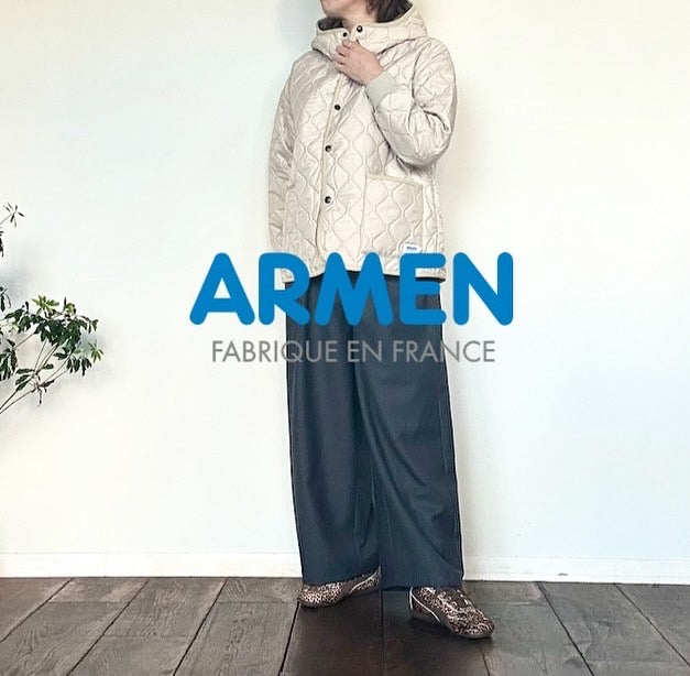 ARMEN  PLAIN POLYESTERxPLAIN POLYESTER HEAT QUILT OVERSIZED HOODED JACKET WITH RIBBED CUFF（ジャケット）NAM2561PP