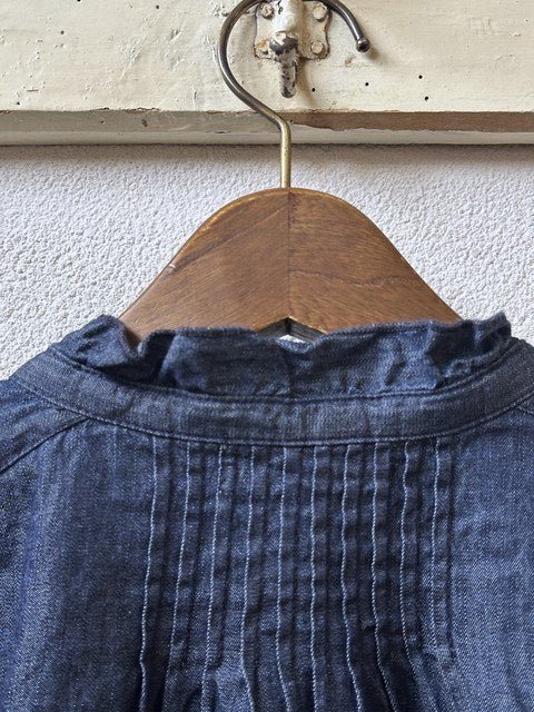 デニム衿フリルシャツ インディゴ