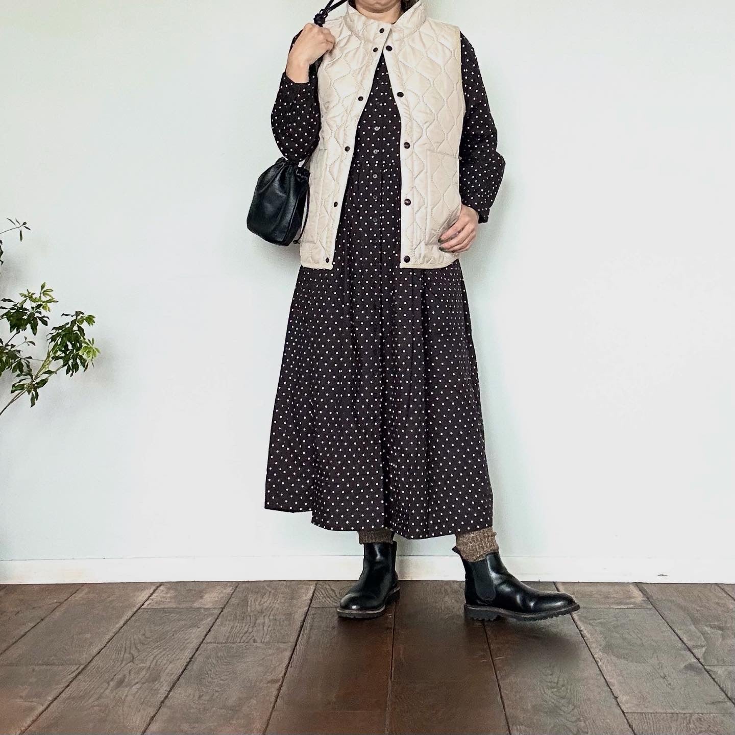 SOILソイル　DOT PRINT BANDED COLLAR DRESS　（ワンピース）NSL25537