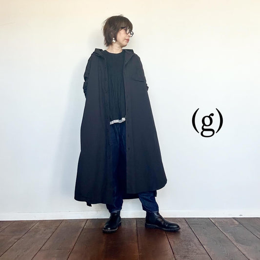 （g）グラム　フード付きコートワンピース　 BLACK  ｇ-631