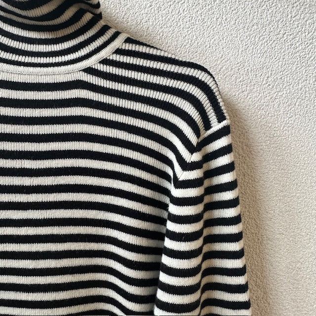 sosotto　コットンカシミヤ ボーダーリブタートル　　　42453222