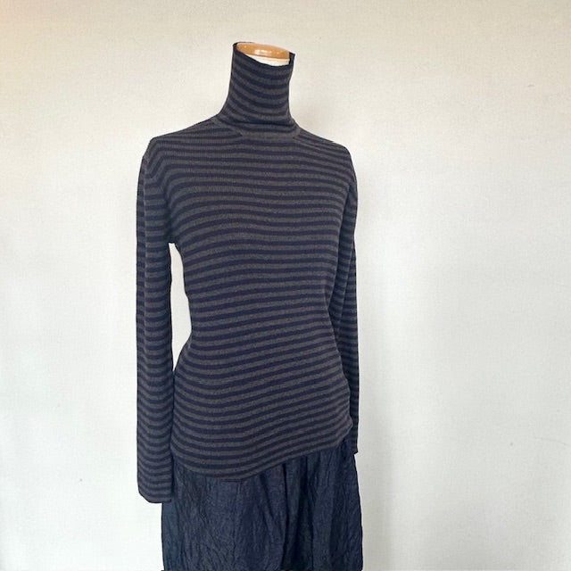 sosotto　コットンカシミヤ ボーダーリブタートル　　　42453222