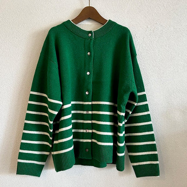 YARRA　ラムウール配色ニットカーディガン　1552-273