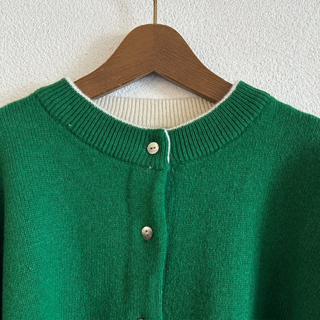 YARRA　ラムウール配色ニットカーディガン　1552-273