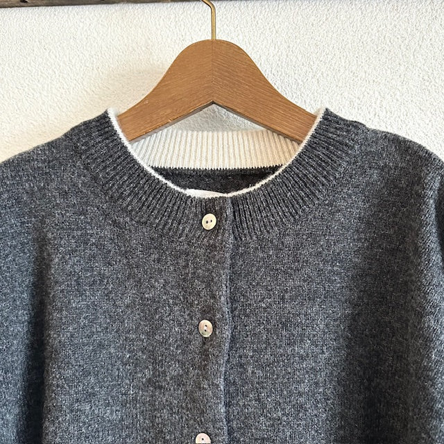 YARRA　ラムウール配色ニットカーディガン　1552-273