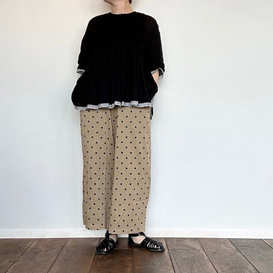 【SALE30％OFF】SOILソイル　COTTON VOILE DOT PRINT WIDE EASY PANTS　　NSL22016