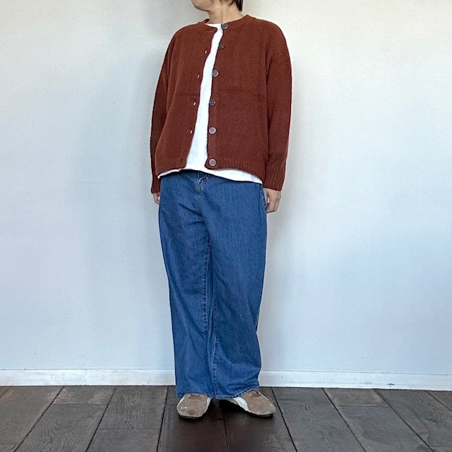 mao made　ヤクフィール バックタック ドロストコード入りカーディガン　　551122