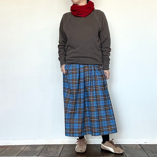 【SALE30％OFF】DanaFaneuil 　コットン起毛チェックギャザースカート  D8125441