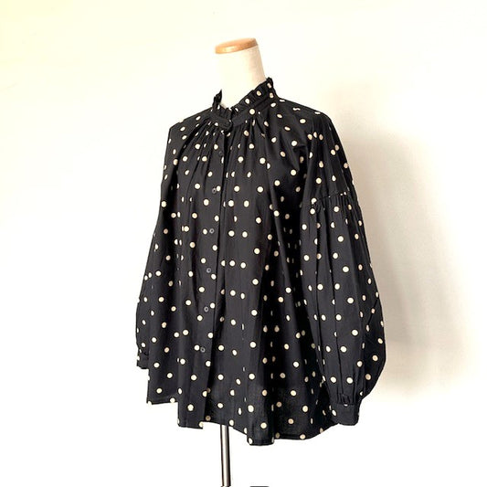 SOIL　ソイル　40s POPLIN DOT PRINT FRILL COLLAR SHIRT（シャツ）　NSL24511