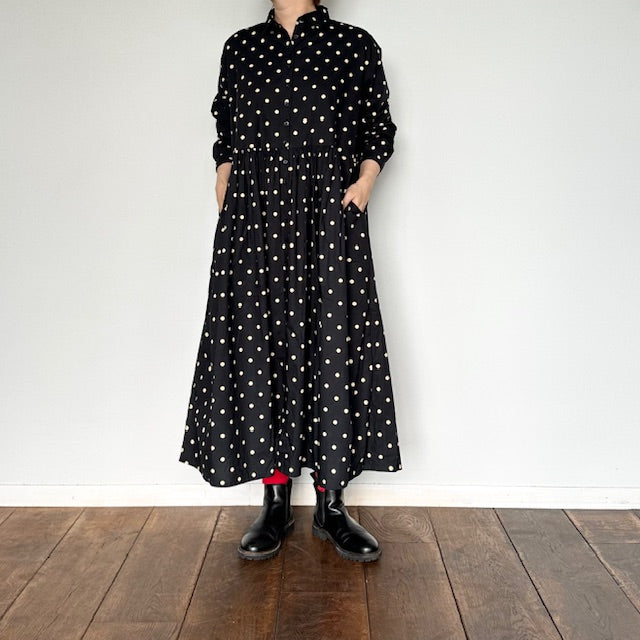 SOIL　ソイル　40s POPLIN DOT PRINT REGULAR COLLAR DRESS（ワンピ－ス）　NSL22533