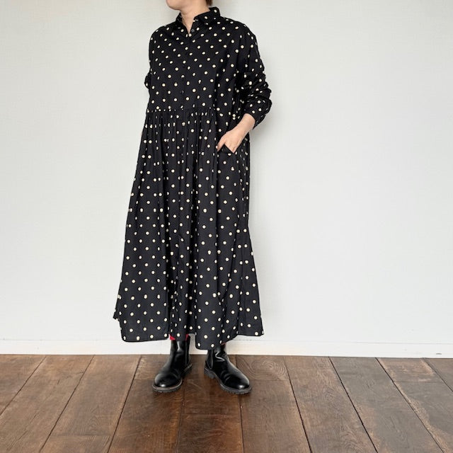 SOIL　ソイル　40s POPLIN DOT PRINT REGULAR COLLAR DRESS（ワンピ－ス）　NSL22533