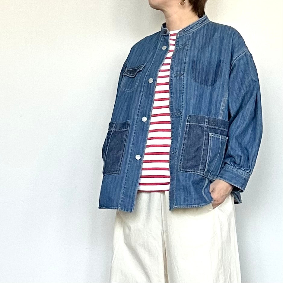 ESTROISLOSE　ネップへリンボン デニム ジャケット（インディゴ）　　　EB25405