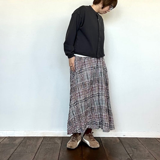 ina　ネジリ干しチェック柄ウエストゴムスカート　256129