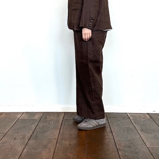 doux bleu　クラシックリネン Wタックパンツ　2615-005