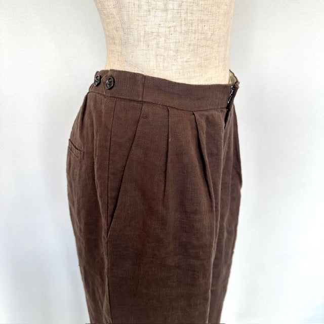 doux bleu　クラシックリネン Wタックパンツ　2615-005