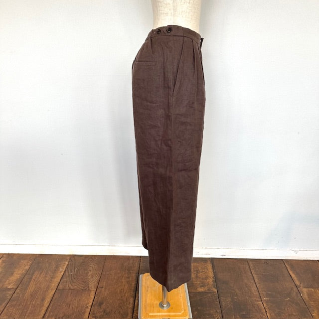 doux bleu　クラシックリネン Wタックパンツ　2615-005