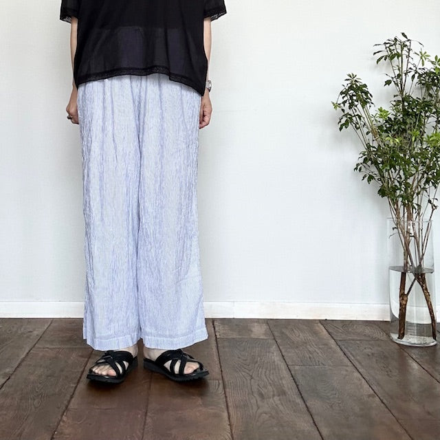 ARMEN   SINGLE GAUZE STRIPE OVERDYE GATHERED EASY PANTS WITH LINING（パンツ）INAM2505GSD