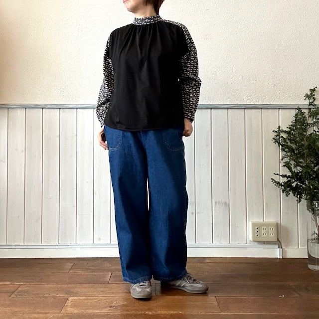 【5/2０まで２０％OFF】DanaFaneuil   デニムワイドパンツ イージーパンツ　ブルー 　　D7126110