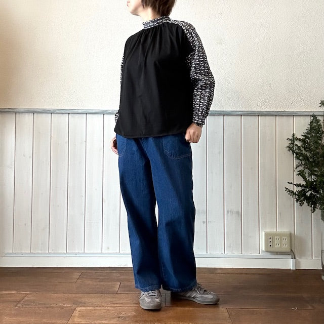 【5/2０まで２０％OFF】DanaFaneuil   デニムワイドパンツ イージーパンツ　ブルー 　　D7126110