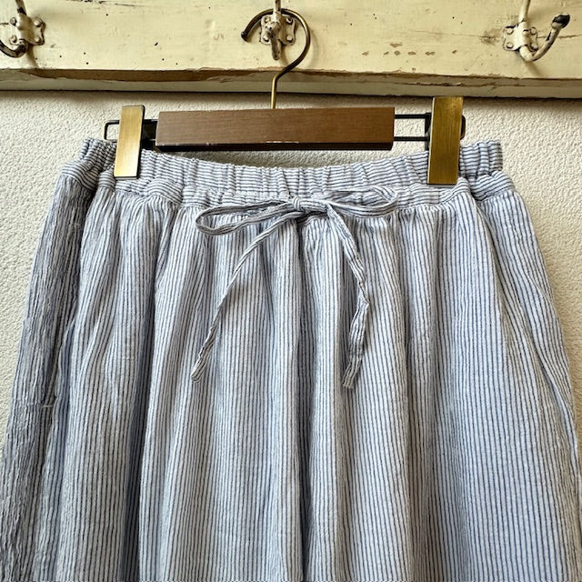 ARMEN   SINGLE GAUZE STRIPE OVERDYE GATHERED EASY PANTS WITH LINING（パンツ）INAM2505GSD