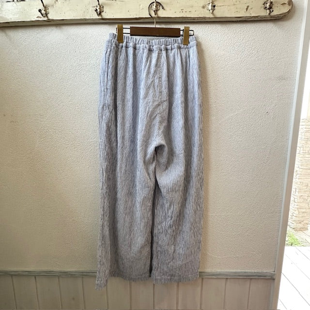 ARMEN   SINGLE GAUZE STRIPE OVERDYE GATHERED EASY PANTS WITH LINING（パンツ）INAM2505GSD