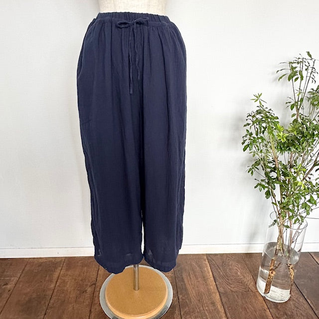 ARMEN   SINGLE GAUZE STRIPE OVERDYE GATHERED EASY PANTS WITH LINING（パンツ）INAM2505GSD