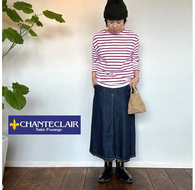 【 再入荷しました 】CHANTECLAIR【シャントクレール】  2024ss ボーダークルーネック7分袖バスクシャツ　BI5124135