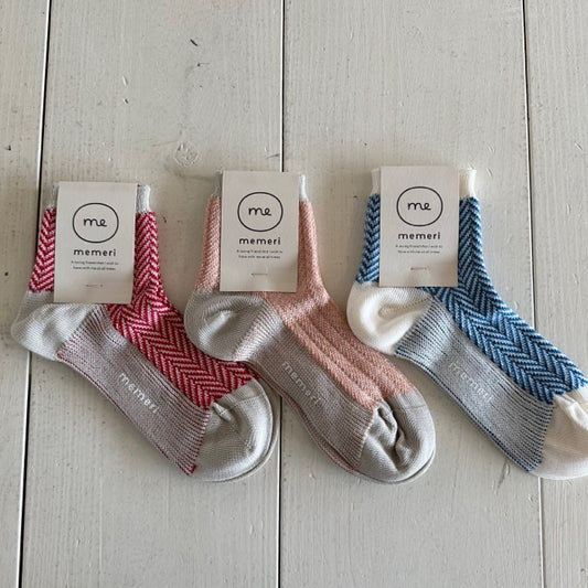 memeri ギザコットンヘリンボーンソックス  ME0107