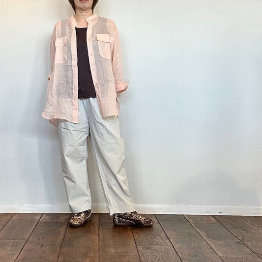 maison de soil    COTTON/LINEN DYED WEATHER 2TUCK TAPERED EASY PANTS   GNMDS2501CLW