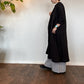 SOIL　POWER LOOM LINEN PLAIN BANDED COLLAR 3/4 SLEEVE PINTUCK DRESS　【BLACK】（ワンピース）　INSL22204