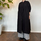 SOIL　POWER LOOM LINEN PLAIN BANDED COLLAR 3/4 SLEEVE PINTUCK DRESS　【BLACK】（ワンピース）　INSL22204