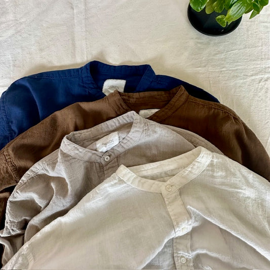 ARMENアーメン　30s GAUZE PLAIN OVERDYE UTILITY BANDED COLLAR SHIRT　INAM2501G3D