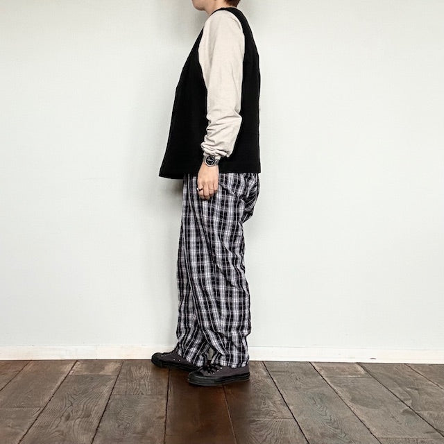 SOIL　	 WOOL / LINEN CHECK EASY PANTS　　　　　 INSL24715 　