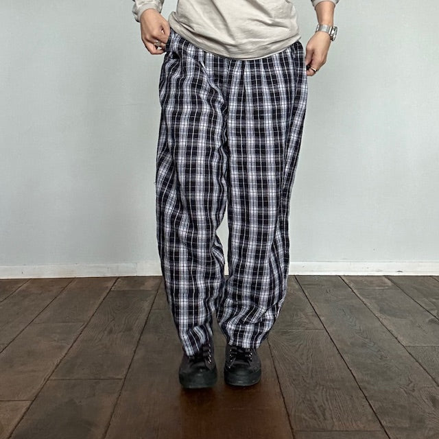 SOIL　	 WOOL / LINEN CHECK EASY PANTS　　　　　 INSL24715 　