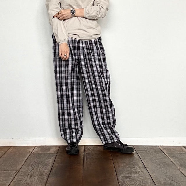 SOIL　	 WOOL / LINEN CHECK EASY PANTS　　　　　 INSL24715 　