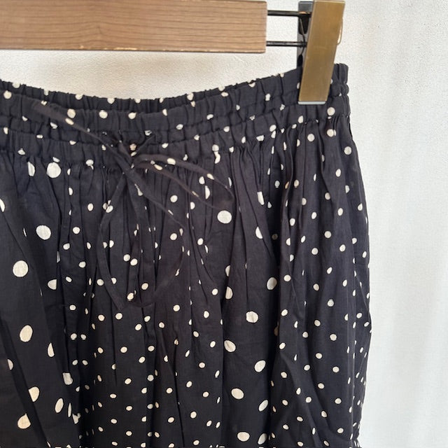SOIL   80s COTTON VOILE DOT PRINT PATCHWORK GATHERED SKIRT　　NSL26057