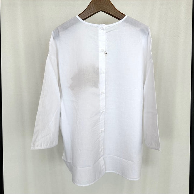 maison de soil    60s ORGANIC CAMBRIC 3/4SLEEVE  NOCOLLAR EMB SHIRT　　NMDS26223
