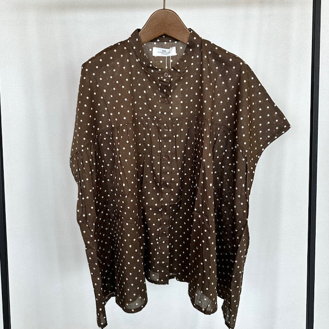 SOILソイル　80s COTTON VOILE DOT PRINT BANDED COLLAR FRENCH/SL SHIRT　　NSL26051　