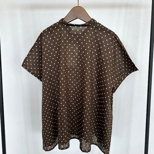 SOILソイル　80s COTTON VOILE DOT PRINT BANDED COLLAR FRENCH/SL SHIRT　　NSL26051　