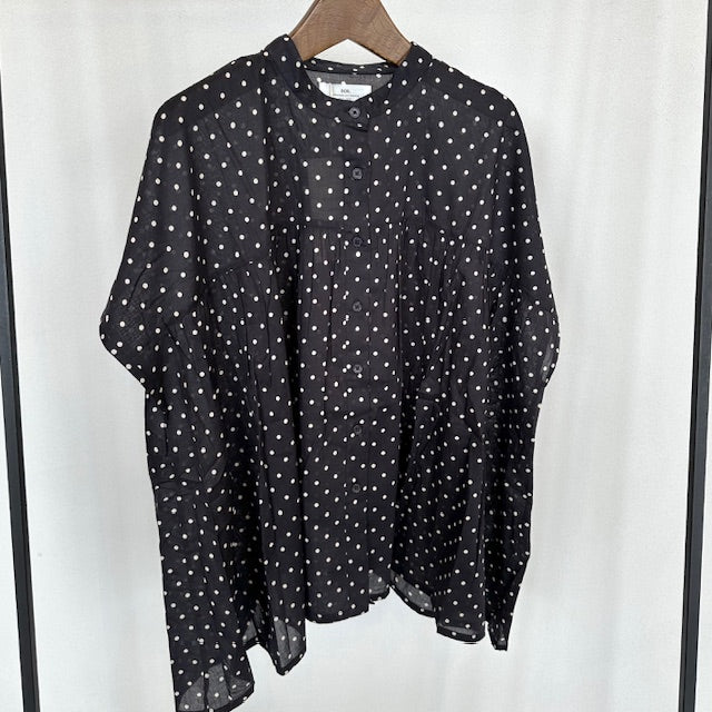 SOILソイル　80s COTTON VOILE DOT PRINT BANDED COLLAR FRENCH/SL SHIRT　　NSL26051　
