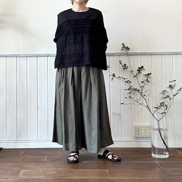 　ina　イナ    リネンウエスト紐付きタックパンツ　232167