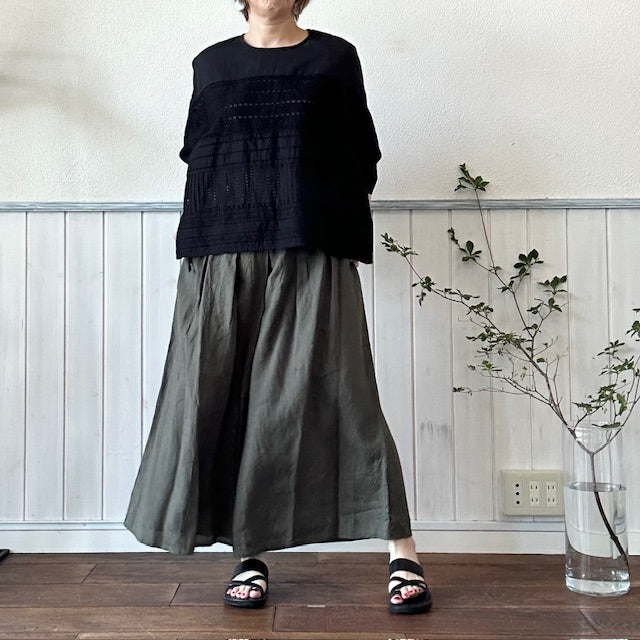 　ina　イナ    リネンウエスト紐付きタックパンツ　232167