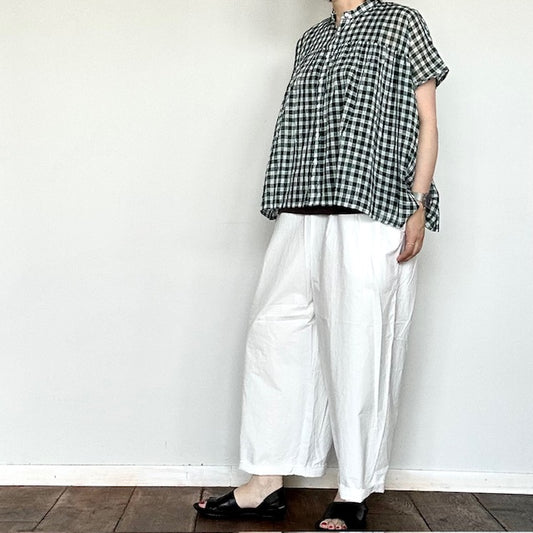 SOIL  　　FANCY GINGHAM CHECK BANDED COLLAR FRENCH/SL SHIRT　　NSL26101