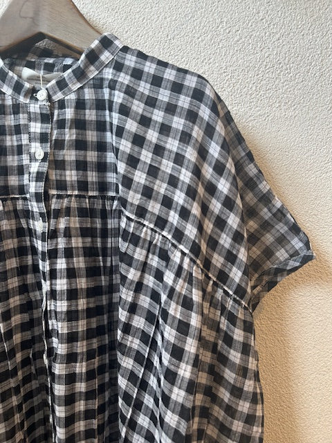 SOIL  　　FANCY GINGHAM CHECK BANDED COLLAR FRENCH/SL SHIRT　　NSL26101