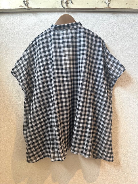 SOIL  　　FANCY GINGHAM CHECK BANDED COLLAR FRENCH/SL SHIRT　　NSL26101