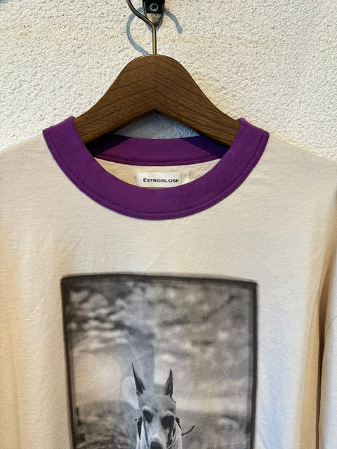 ESTROISLOSE　　リンガー天竺5分袖プリントTシャツ　　EC26210